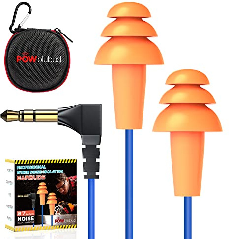 Powblubud Cuffie auricolari per lavoro e sicurezza sul lavoro, cuffie in-ear nascoste con riduzione del rumore, a prova di sudore, tappi per le orecchie isolanti, protezione dell'udito conforme OSHA