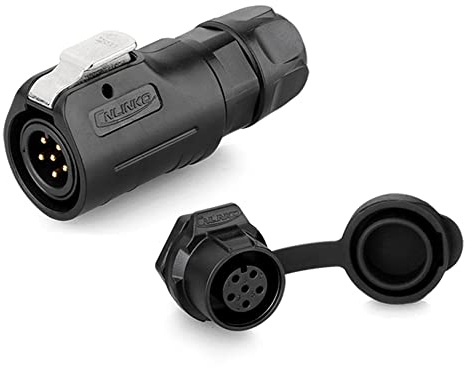 CNLINKO LP-12 Connettore impermeabile IP68 per cavi Connettore elettrici industria Connettore circolare Connettore alloggiamento in PBT Connettore aeronautico M12 2-8 Poli Presa filettata (6 Poli)