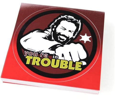 DUB SPENCER 5X Kult Aufkleber in 2 Versionen | You Are in Trouble Decal Patch Ø 95 mm | UV beständig | für Outdoor & Indoor (You Are in Trouble)
