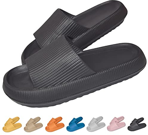 HIDARLING Cloud Sliders Women Men Non-Slip Pillow Sliders with Thick Sole for Shower Bathroom Pool Beach