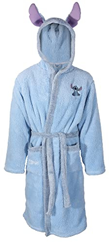 Disney Lilo & Stich - Accappatoio da donna in pile super morbido con cuciture, Blu, L-XL