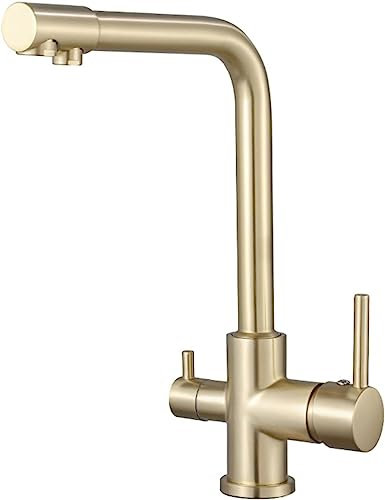 3-Way Kitchen Faucet, Multifunction Drinking Faucet, Kitchen, 360° Swivel Mixer Tap, Low-Pressure Faucet, Kitchen Faucets Made of Stainless Steel Gold