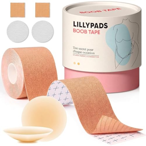 Lillypads® Premium Boob Tape – L'Originale – Tape Seno Set incl. Copricapezzoli in Silicone – Boobietape per Outfit con Schiena Scoperta & Senza Spalline – Coppe A-E