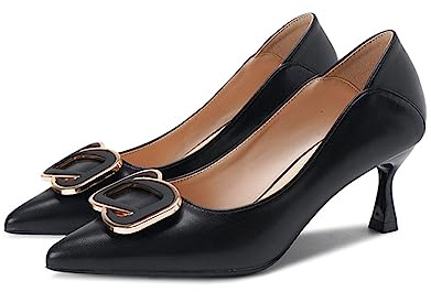 Four Seasons Square Buckle High Heels Women Fine with Pointed Large Yards Shallow Mouth French Single Shoes