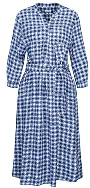 Seidensticker Damen Blusenkleid mit Bindegürtel Kleid, Blau, 46