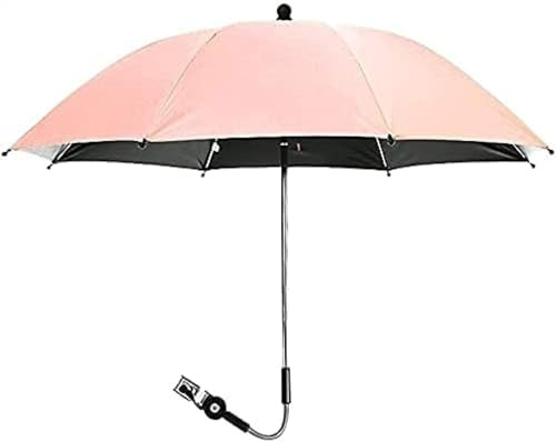 Kinderwagen-Sonnenschirm Universal 50+ UV-Regenschirm Mit Verstellbarer Klemme Und Flexiblem Arm Für Kinderwagen, Kinderwagen, Fahrrad, Rollstuhl, Strandkorb,Rosa,75cm,Picturesque234