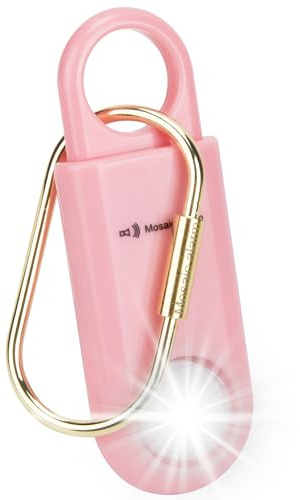 130dB Personal Safety Alarm Strobe Light. Loud Sound SOS Keychain Siren with Carabiner for Women, College Students, Night Runners, Hiking. Bear Alarm Deterrent. Emergency Self Defense Alerts. Pink