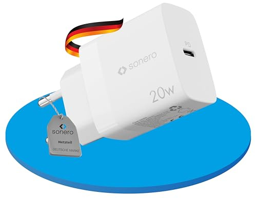 sonero caricatore USB-C, 1x porta USB-C da 20 watt, caricatore rapido, alimentatore USB, caricatore per telefoni cellulari con rilevamento automatico della corrente di carica, bianco