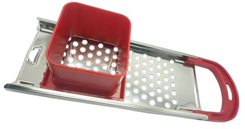 Spaetzle Maker - Strumento per cucinare la pasta in acciaio inox con spintore di sicurezza, per spätzle, noodle e gnocchi, 33 x 11 cm, rosso
