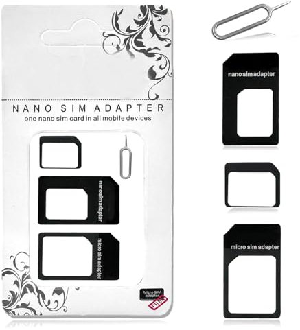 Adaptateur de Carte SIM 4 en 1, 3 pièces Support de Carte SIM Adaptateur SIM Adaptateur de Carte Micro SIM Kit d'adaptateur de Carte SIM avec Broche de Carte SIM Compatible avec téléphone Portable