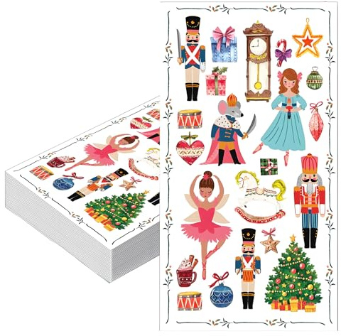 20 Stück Weihnachten Servietten Papier,40x33cm Papierservietten Nussklammern,Weich Servietten Weihnachten Partygeschirr,Tischdekoration Perfekt für Abendessen Partydeko Xmas Party Zubehör
