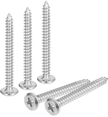 uxcell M4x40mm Flat Head Wood Screws, 25Pcs 304 Stainless Steel, Phillips Drive, Round Head, Self Tapping Screws for Woodworking, Furniture, and DIY Projects