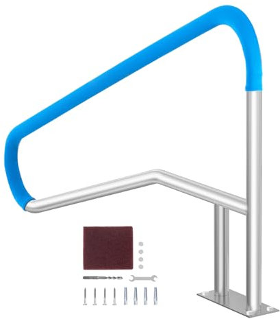 VEVOR Corrimano per Piscina 1395 x 810 mm Ringhiera per Piscina, Acciaio Inossidabile con Piastra di Base per Piscine Interne Esterne, Ringhiera di Sicurezza per Piscina per Ponti, Copertura Maniglia
