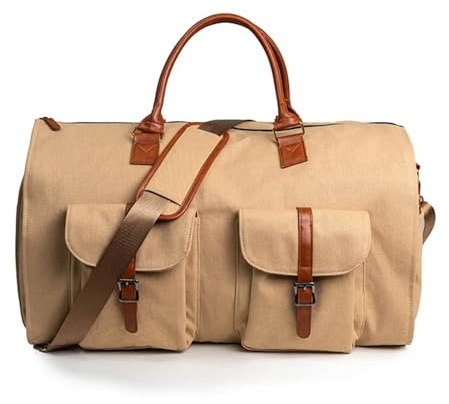 FOVAOK Faltbare Reisetasche aus Leder, wasserdicht, extra groß, Wochenendtasche, tragbare Flugtasche mit Schuh für Männer und Frauen, braun, Einheitsgröße