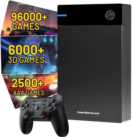 Kinhank 12TB Retro Gaming HDD Hard drive 5in1 96000+ Classic Games, 3D Game Ready, 3A 6000+, USB 3.0, 12TB Portable External Game Hard Drive Disk for Win 7/8/10/11