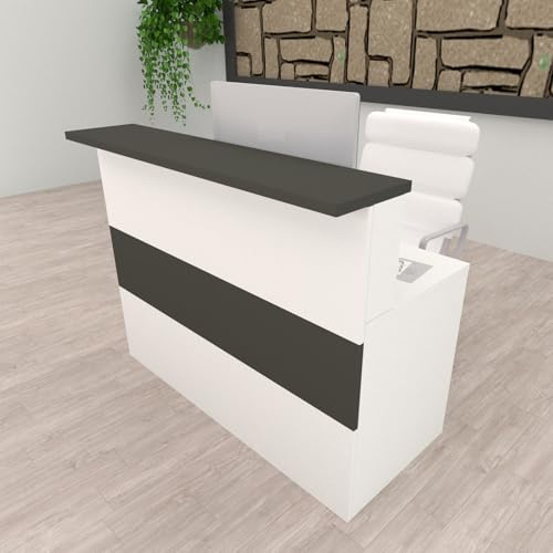 Henor Comptoir Cidacos. 100 x 60/75 x 110 cm. Bois avec Table intérieure. Idéal pour l’Accueil de Bureau. l’Attention. la Boutique. Le Commerce. Blanc Mat et Graphite Mat