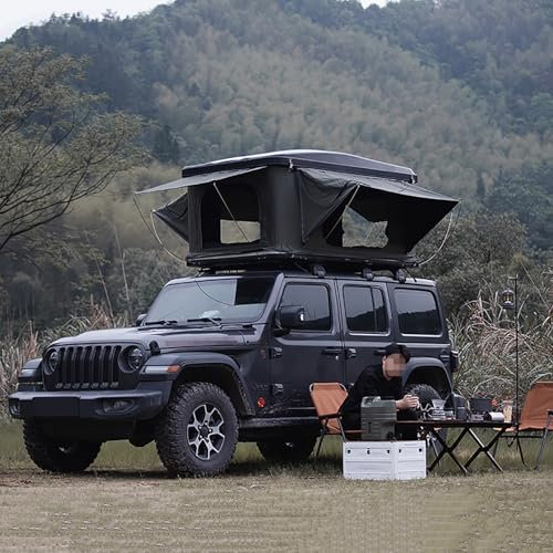 Tienda de campaña rígida de Techo, fácil de Instalar, for 2 Personas, Ideal for Acampar en camionetas y Autos, con colchón Grueso, Toma de Corriente e iluminación LED.
