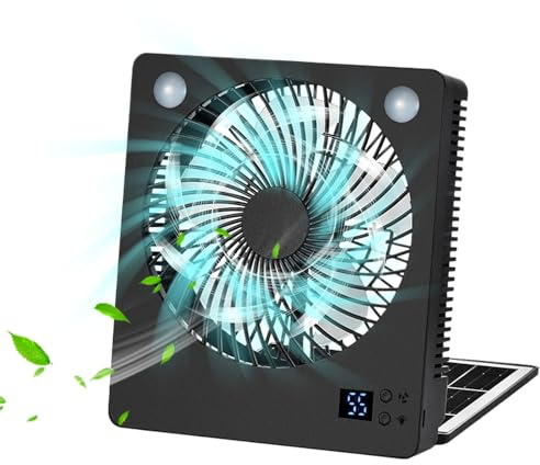 Fan solare per esterni - Lanterna di ventilatore per campeggio solare personale | Piegabile ricaricabile gadget freschi silenziosi con luci a , attrezzatura per sopravvivenza a 3 velocità per casa,