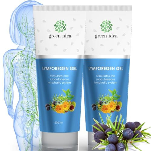 Green idea - LYMFOREGEN Gel lymfdränage anti-celluliter ben - stimulerar lymfsystemet med 15 örter och eteriska oljor - pressterapi lymfdränage (2 x 200 ml)