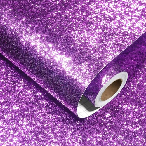 Decotalk Glitzer Tapete Dunkelviolett Dekofolie Möbelfolie Selbstklebend Tapete Violett 40X300cm Wand Tapeten Kinderzimmer Mädchen Glitzer Klebefolie Möbel Selbstklebende Folie Für Möbel Schrank