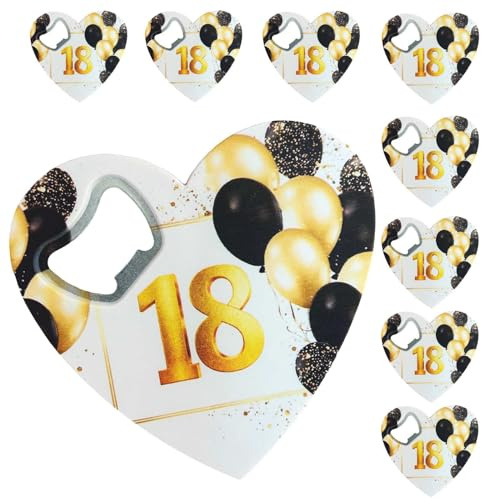 Regalami.Shop Set di 10 stappabottiglie per bomboniere 18° Compleanno, Party, segnaposto (Oro Nero)
