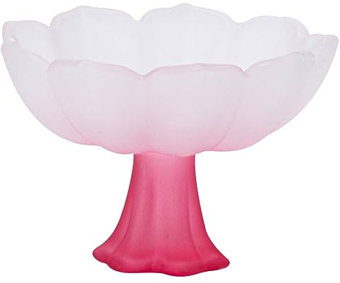 FONDOTIN Footed Lotus-Shaped Teacup Pink Retro High Base Delicate Chinese Tea Tasting Cup Household Drinking Cup for Rice Wine and Tea Ceremony