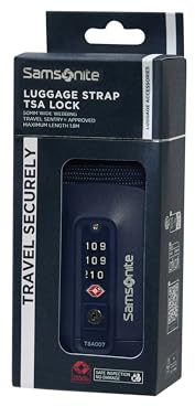 Samsonite TA Revolution – Gepäckgurt mit TSA‑Schloss, Verstellbar 50mm, Robuste klick‑Schnalle, Sicheres Kofferband für Reisen, Blau (Midnight Blue)