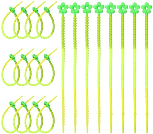 QUARKZMAN 20 Pcs Bridas De Silicona Bridas Reutilizables Cintas Trenzadas para Organizar Cables Bolsas De Comida para Cocina Hogar Snacks Pan Dulces Oficia Viaje Degradado Amarillo-Verde