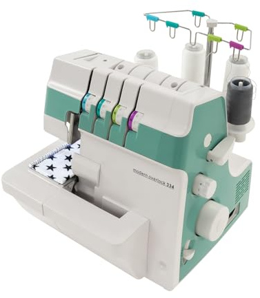 Overlock-Nähmaschine, 91W elektrische Nähmaschine mit Einstellbarer Stichlänge, Overlockmaschine 3/4 Faden mit Differential 1200 Stiche/min
