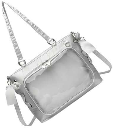 SkyPOOU Borsa a tracolla da donna alla moda per appuntamenti messaggeri trasparenti casual a tracolla cravatta fiocchi Itabag bella Itabag con finestra trasparente