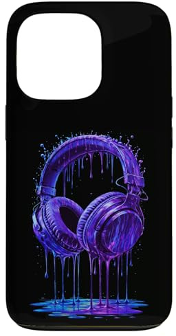 Casque Audio Bleu électrique DJ Gamer Musique Art Paint Drip Coque pour iPhone 13 Pro