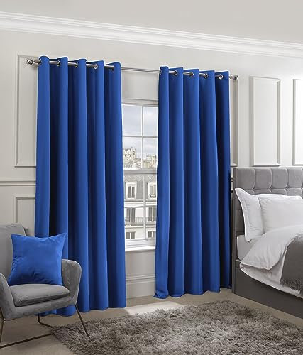 Emma Barclay – Blackout Curtains for Bedroom Living Room Thermal Insulated Woven Eyelet Blackout Curtains Cali Collection (66” x 72” Inch)(Blue)