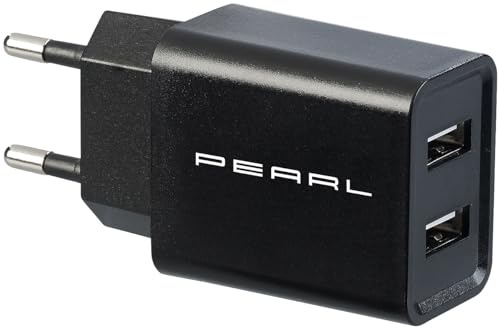 PEARL USB Ladegerät: 2-Port-USB-Netzteil für Mobilgeräte, USB-A, 2,4 A / 12 W, schwarz (Netzteil mit USB Anschluss, 5 Volt Netzteil, Netzstecker Adapter)
