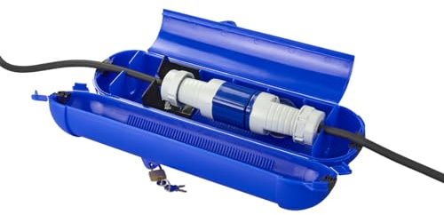ProPlus 420358 Sicherheitsbox für CEE-Stecker und Kupplung, blau | Abschließbar mit Vorhängeschloss & 3 Schlüsseln – für blaue CEE-Steckverbindungen im Außenbereich