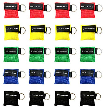 Aoutacc 20pcs CPR Face Shield Mask, Schlüsselbund Maske Einweg-Notfall-Kit CPR Face Shields Taschenmaske für Erste-Hilfe-Herz-Wiederbelebungstraining