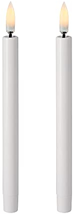 Piffany Copenhagen Uyuni Lighting Mini 2er Set LED Stabkerzen 1,3 x 13,8 cm Kunstsoff Weiss - 6 Stunden Timerfunktion - Keine Brandgefahr, Keine Rußbildung und kein Geruch
