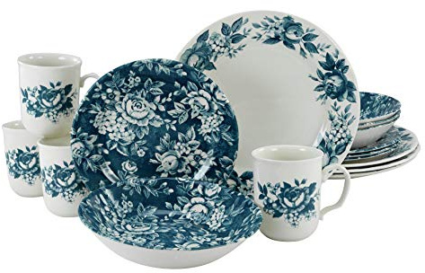 CreaTable, 22264, Série Splendor pétrole, Set de vaisselle, service combiné 16 pièces