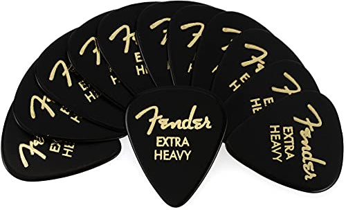 Fender® »351 SHAPE CLASSIC PICKS« Zelluloid Plektren - Form: 351-12er-Pack - Stärke: X-Heavy - Farbe: Schwarz