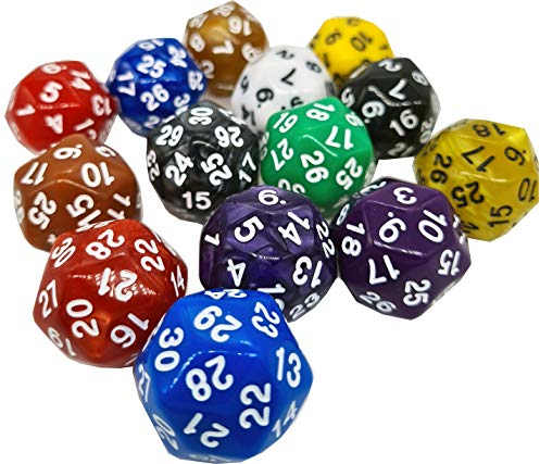 World of Dice W30 Würfel - frei Farbwahl, ideal für Pen & Paper und andere Brettspiele, 30 Seiten Würfel (10-Schwarz-Swirl)