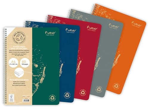 Forever 68402C - Cahier Spirale 100% Recyclé A4 120p PC Détachables