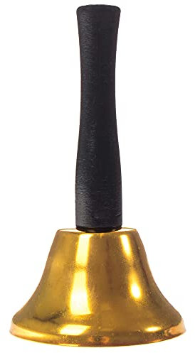SPRINGOS Weihnachtsmann Glocke 12 cm - Gold mit schwarzem Griff - Tischglocke Handglocke zum Nikolaus Kostüm Handglocke Tischglocke