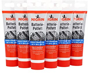 NIGRIN Batterie-Polfett, 6 x 50 g, sorgt für dauerhafte Kontaktsicherheit, verhindert Kriechströme, Mehfarbig