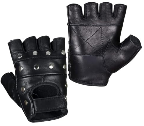 SHADOW DANCE UK Gants de conduite rétro classiques pour homme 100 % cuir véritable – Sans doigts pour conduite, moto, équitation et cyclisme – Gants pour homme (taille XXL, mitaines noires unies)