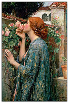 TongDaZhuangShi William Waterhouse《l'anima della rosa》Dipinto a olio su tela Stampa Poster Opere d'arte Immagine da parete Decorazione soggiorno per la casa 55x80cm Senza cornice