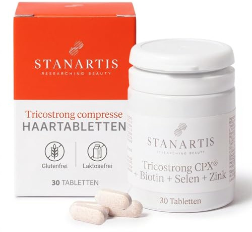 Stanartis Integratore Anticaduta Capelli Nutricum con Tricostrong CPX, Biotina e Zinco – Uomo Donna Crescita e Forza Capelli – 30 Compresse Naturali da 1000 mg