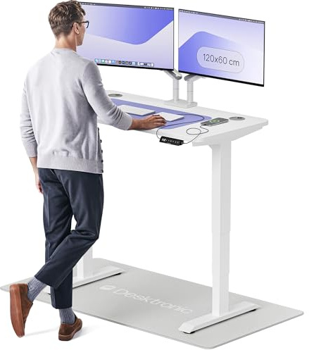 Desktronic HomePro Höhenverstellbarer Schreibtisch 120 × 60 cm – Elektrischer Schreibtisch Mit Zwei Elektrischen Motoren, Touchscreen-Steuerung und Integrierten USB-A- und USB-C-Ladeanschlüssen