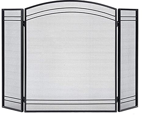 FLBT Écran de cheminée Grille de Protection de cheminée en Maille Noire, écran de Contour autoportant à 3 Volets, pour poêles à Bois et à Charbon Needed