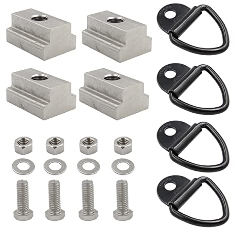 Karbonstahl T-Nutenstein mit 4 Sechskantschrauben, 4 Anker Aluminiumprofilierte Hammermutter Rack Schienen Zubehör kompatibel mit Bettgittern für T*U*N*D*R*A (T*M) Silber + schwarz