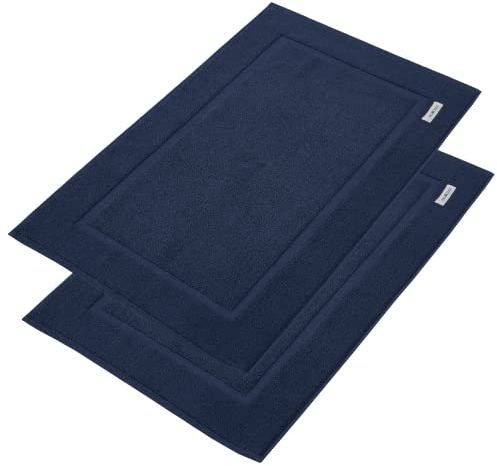 PandaHome Badvorleger Set aus 100% Baumwolle - 2 Stück Badematte - Duschvorleger Duschmatte, Schnelltrocknend Weich Saugstark 1000 g/m² (Blau)