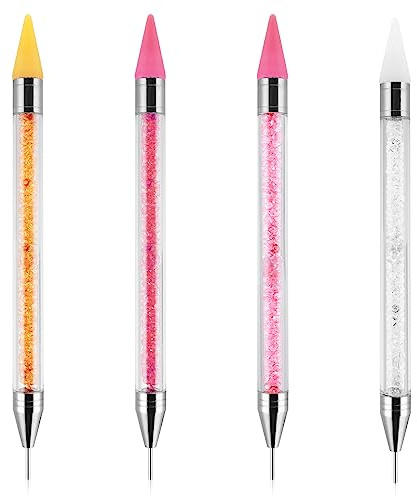 Lusofie Double-Ended Wax & Rhinestone Picker Pen for Diamond Paintings – 4 Pack, DIY Craft Tools for Adults, Nail Art, Home Salon, Drawing & Gems Application